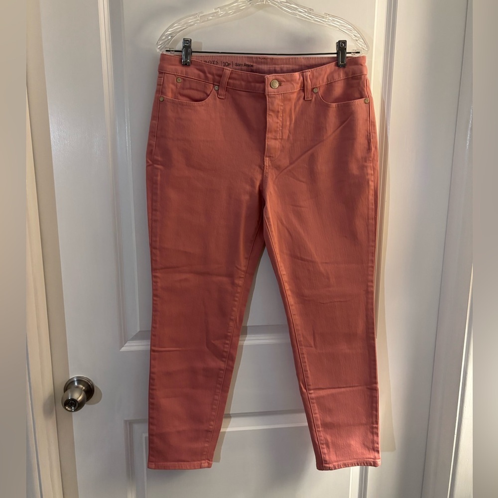 Women’s Talbots Flawless Lt Coral Slim Ankle Jeans Sz 10 petite NWOT